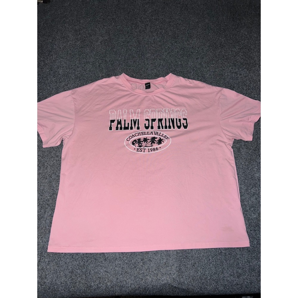 SHEIN Palm Springs Coachella Valley Graphic T-Shirt Pink Large